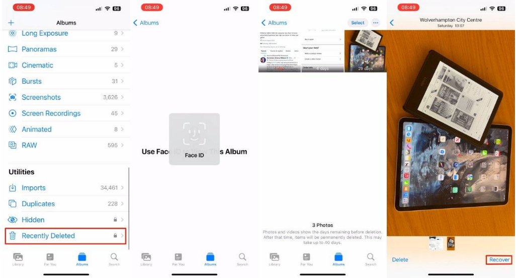 二道江苹果14维修分享 iPhone14 上恢复已删除的照片 