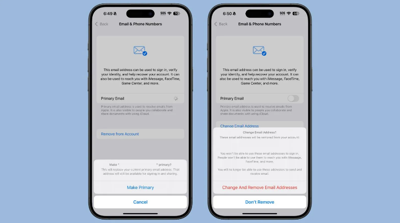 二道江苹果手机维修分享苹果 iOS 18.1 支持设置“主要”邮箱地址并更改 iCloud 邮箱 