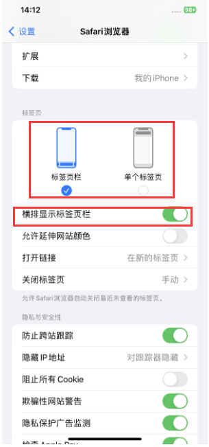二道江苹果手机维修分享Safari浏览器如何切换标签栏位置 