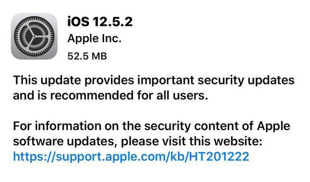 二道江苹果手机维修分享iOS12.5.2发布，建议所有老苹果用户安装 